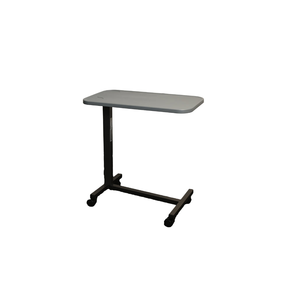 Adjustable Overbed Table with Plastic Tabletop, Wheels & Brakes - Hospital, Home, Sofa Use