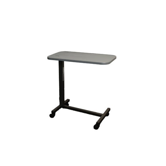 Adjustable Overbed Table with Plastic Tabletop, Wheels & Brakes - Hospital, Home, Sofa Use