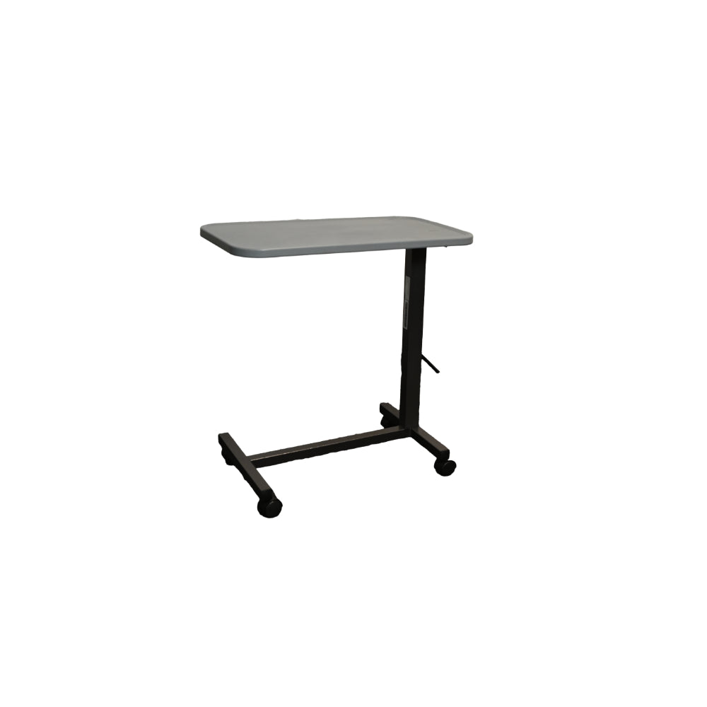 Adjustable Overbed Table with Plastic Tabletop, Wheels & Brakes - Hospital, Home, Sofa Use