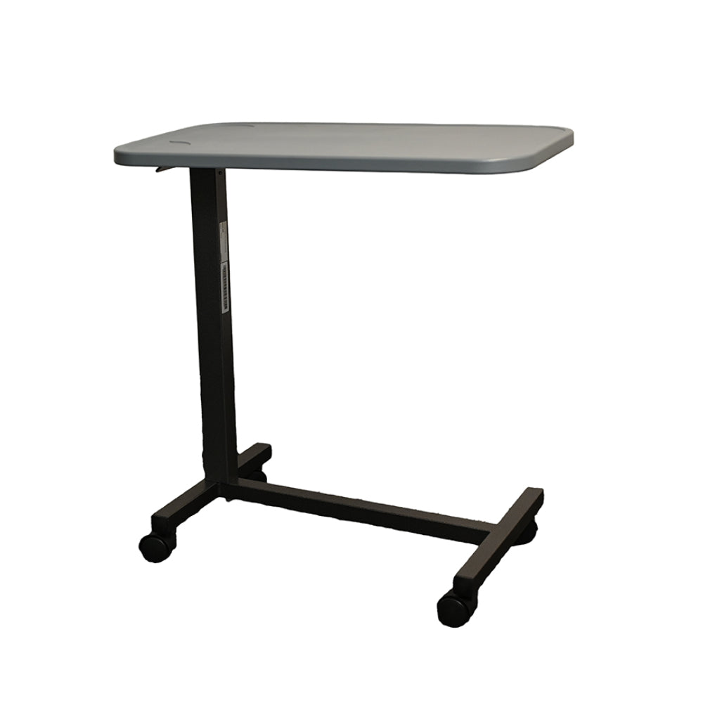 Adjustable Overbed Table with Plastic Tabletop, Wheels & Brakes - Hospital, Home, Sofa Use