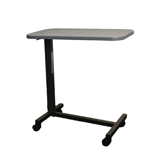 Adjustable Overbed Table with Plastic Tabletop, Wheels & Brakes - Hospital, Home, Sofa Use