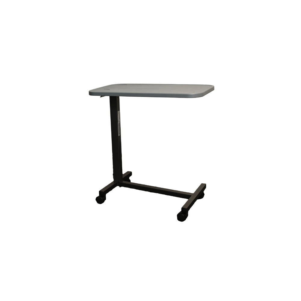 Adjustable Overbed Table with Plastic Tabletop, Wheels & Brakes - Hospital, Home, Sofa Use